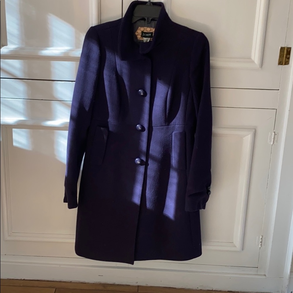 J Crew Plum Stadium Cloth Peacoat.